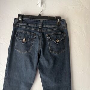 Angels Jeans Y2k Button Pockets Mid Rise Dark Wash Cuffed‎ Capri Jeans Size 10